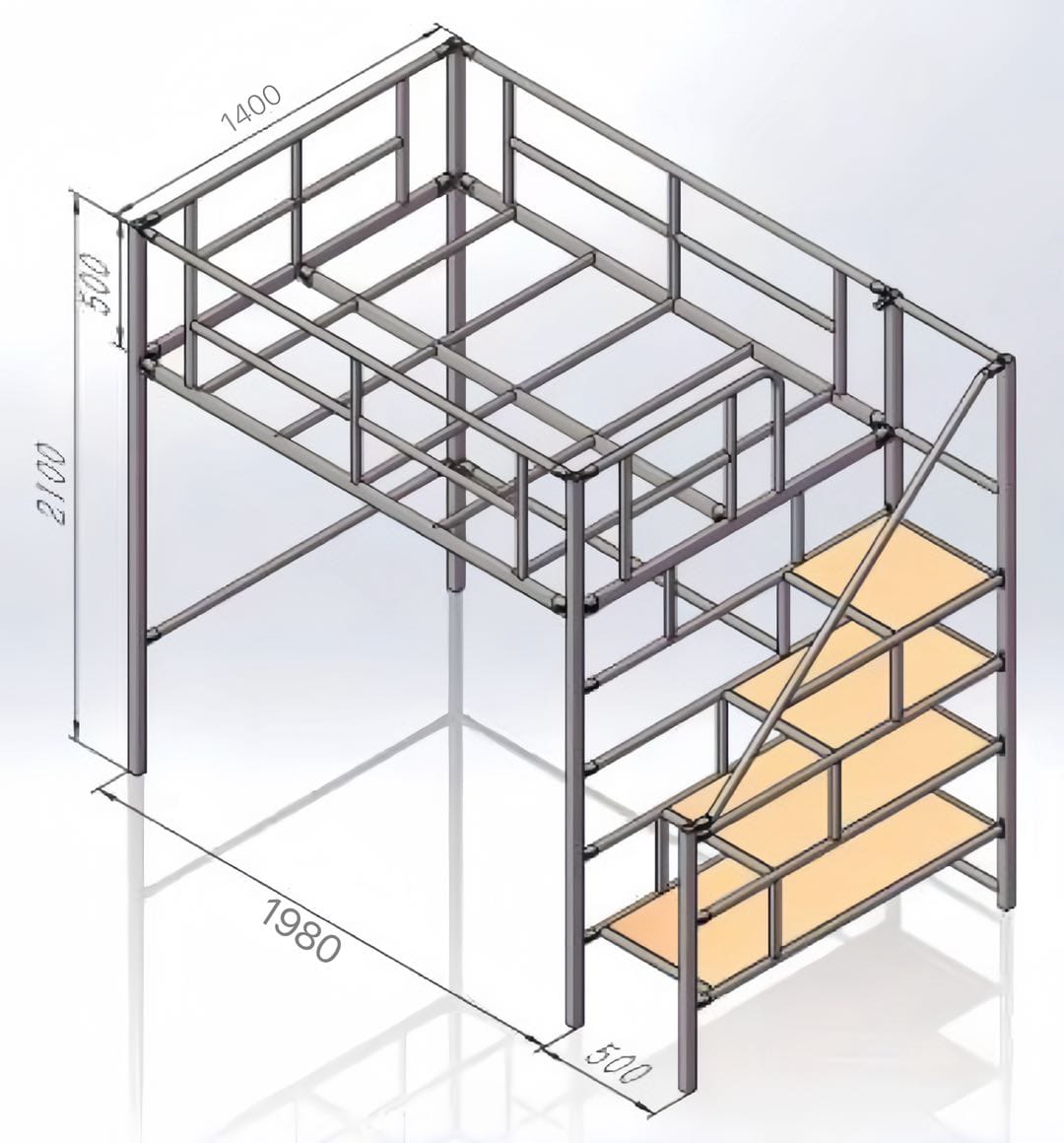 Loft bed double size measurements 