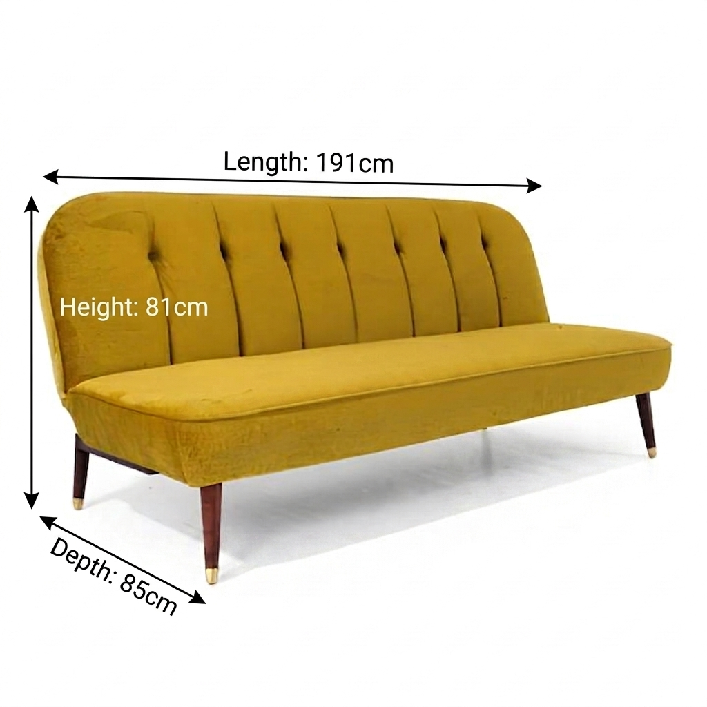 Sofa Bed Classic | Mustard Yellow Velvet 3-Seater Convertible Sofa Bed