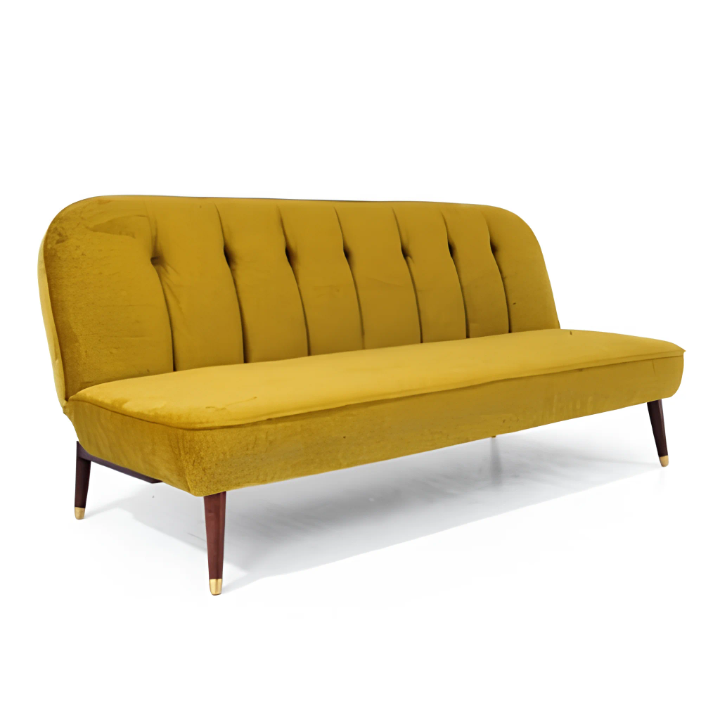 Sofa Bed Classic | Mustard Yellow Velvet 3-Seater Convertible Sofa Bed