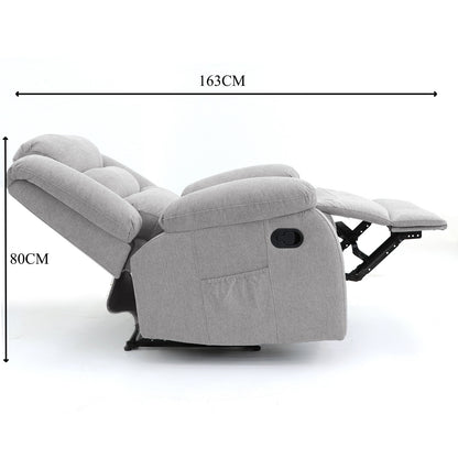 Premium Linen Recliner Chair - Manual Recline with Plush Cushioning