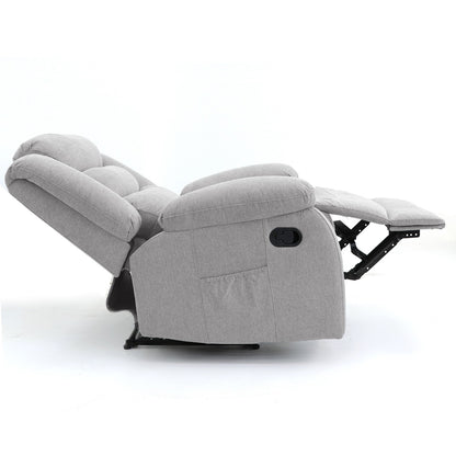 Premium Linen Recliner Chair - Manual Recline with Plush Cushioning