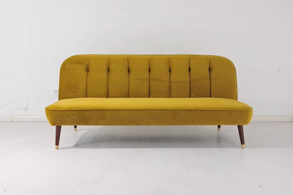 Sofa Bed Classic | Mustard Yellow Velvet 3-Seater Convertible Sofa Bed